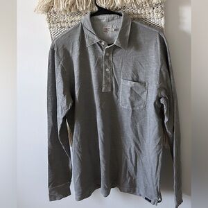 Faherty Mens Medium Luxe Cotton Long Sleeve Polo Collared Shirt